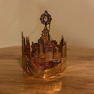 Christmas in Philadelphia Ornament Travel Christmas Gift Gold Bead Ornate Metal